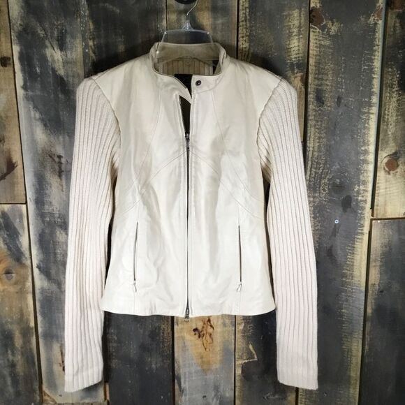VS2 by Vakko leather and wool sweater jacket ladies size small - Picture 1 of 14
